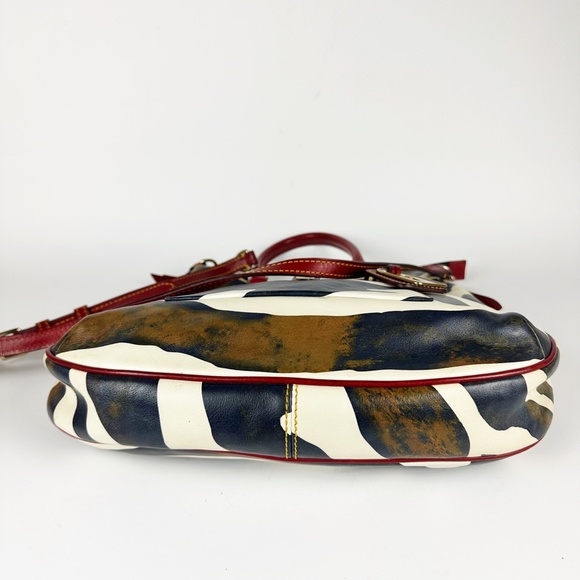 Dooney & Bourke Zebra Print Red Leather Hobo Western Satchel Crossbody Bag Purse - Picture 12 of 16